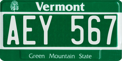 VT license plate AEY567