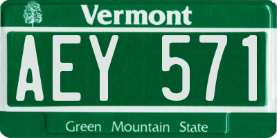 VT license plate AEY571