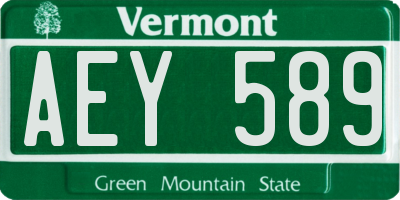 VT license plate AEY589
