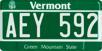 VT license plate AEY592