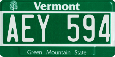 VT license plate AEY594