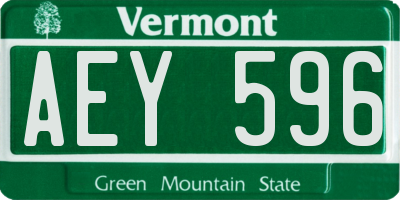 VT license plate AEY596