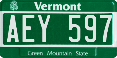 VT license plate AEY597