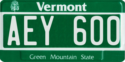 VT license plate AEY600