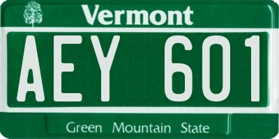 VT license plate AEY601