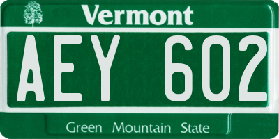 VT license plate AEY602