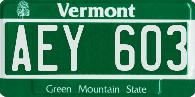 VT license plate AEY603