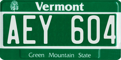 VT license plate AEY604