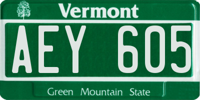 VT license plate AEY605