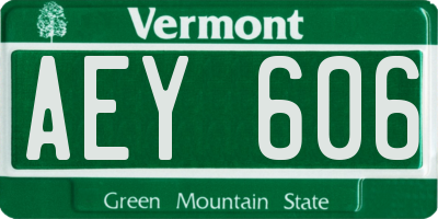 VT license plate AEY606
