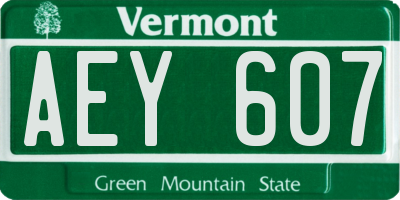 VT license plate AEY607