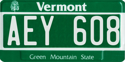 VT license plate AEY608