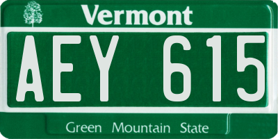 VT license plate AEY615