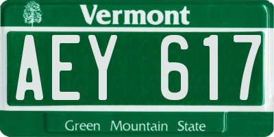 VT license plate AEY617