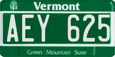 VT license plate AEY625