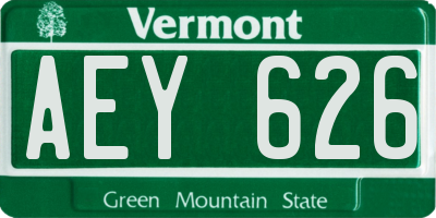 VT license plate AEY626