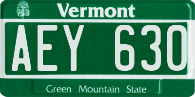 VT license plate AEY630