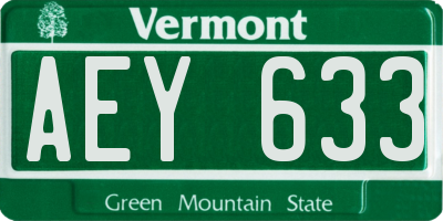 VT license plate AEY633