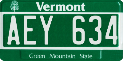 VT license plate AEY634