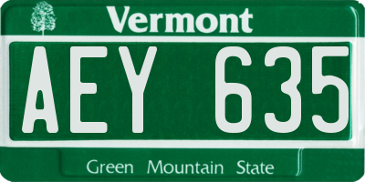 VT license plate AEY635