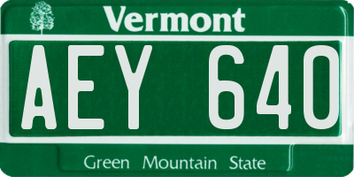 VT license plate AEY640