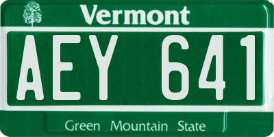 VT license plate AEY641