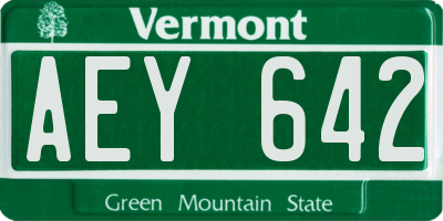 VT license plate AEY642