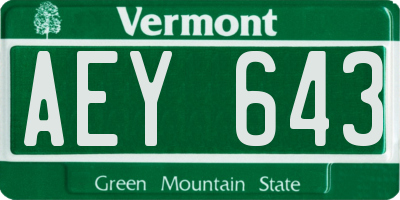 VT license plate AEY643