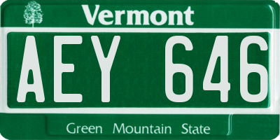 VT license plate AEY646