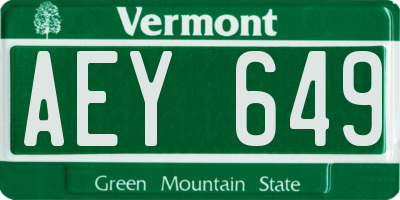 VT license plate AEY649