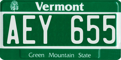 VT license plate AEY655