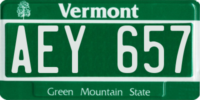 VT license plate AEY657