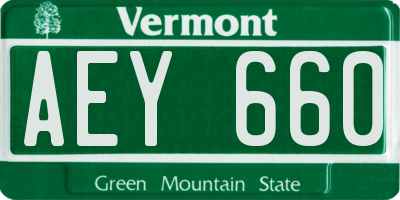 VT license plate AEY660