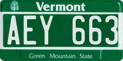 VT license plate AEY663