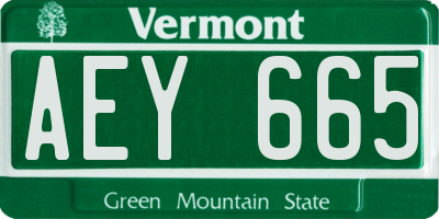 VT license plate AEY665