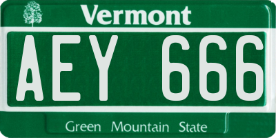 VT license plate AEY666