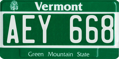 VT license plate AEY668