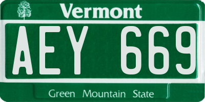 VT license plate AEY669