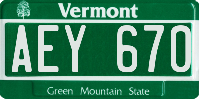 VT license plate AEY670
