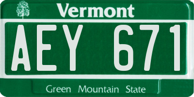 VT license plate AEY671