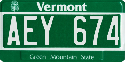 VT license plate AEY674