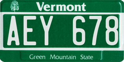 VT license plate AEY678