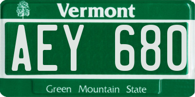 VT license plate AEY680