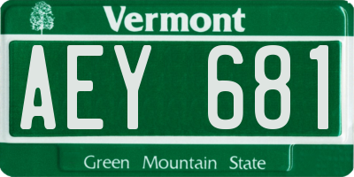 VT license plate AEY681