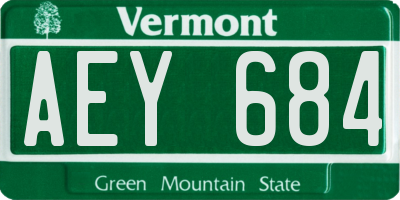 VT license plate AEY684