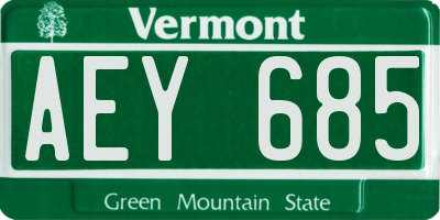 VT license plate AEY685