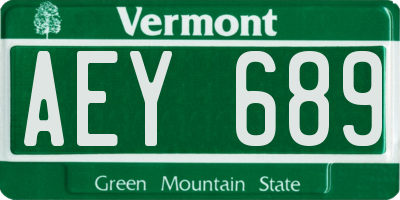 VT license plate AEY689