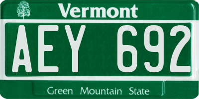 VT license plate AEY692