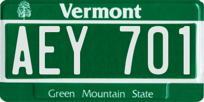 VT license plate AEY701