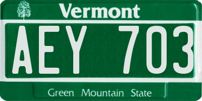 VT license plate AEY703